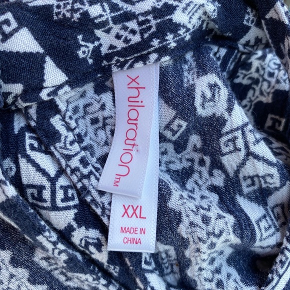 Xhilaration Navy/White with Coral Embroidery Top Size XXL (Juniors) - Picture 12 of 12